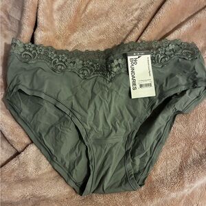 💰5/$10 NWT No Boundaries Olive Green Lace-Trim Bikini Panty